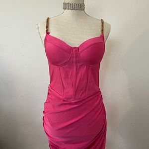 Hot pink body con dress